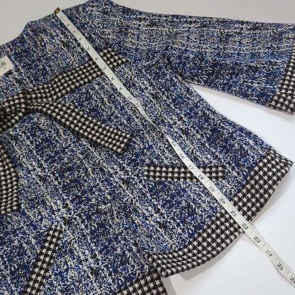 CAbi Jacket Womens Medium Blue #5294 Reina Houndstooth Club Jacket Cropped Prep - Picture 10 of 10